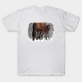 Horses in the snow T-Shirt